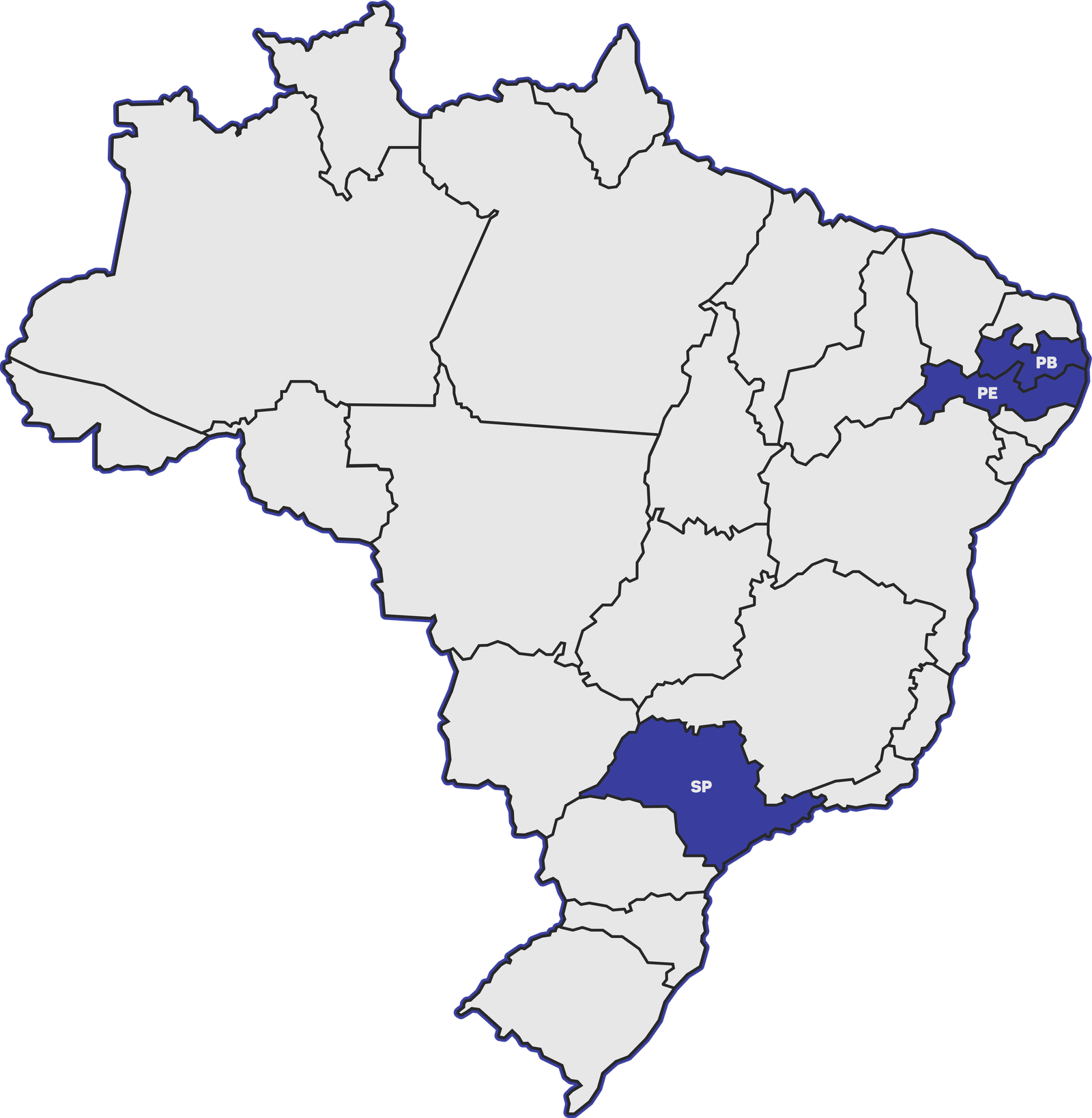Mapa do Brasil com filiais
